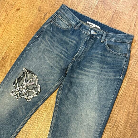 Stella McCartney Crystal Embellished Medium Wash Denim Jeans Size 30 - Picture 1 of 16